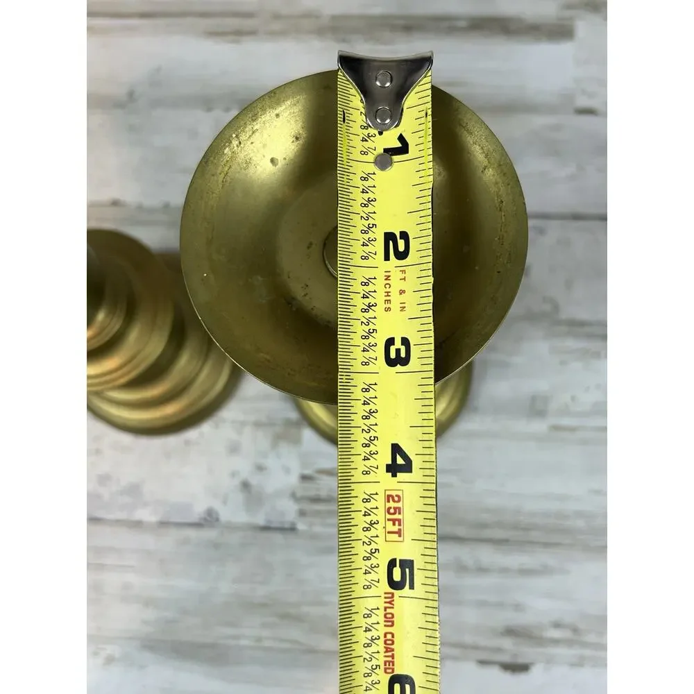 Pair Heavy Solid Brass Taper Candle Holders Traditional Gold Tone 9.5